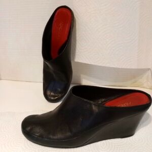 AEROSOLES Black Leather Platform Wedge‎ Shoes Sz. 8